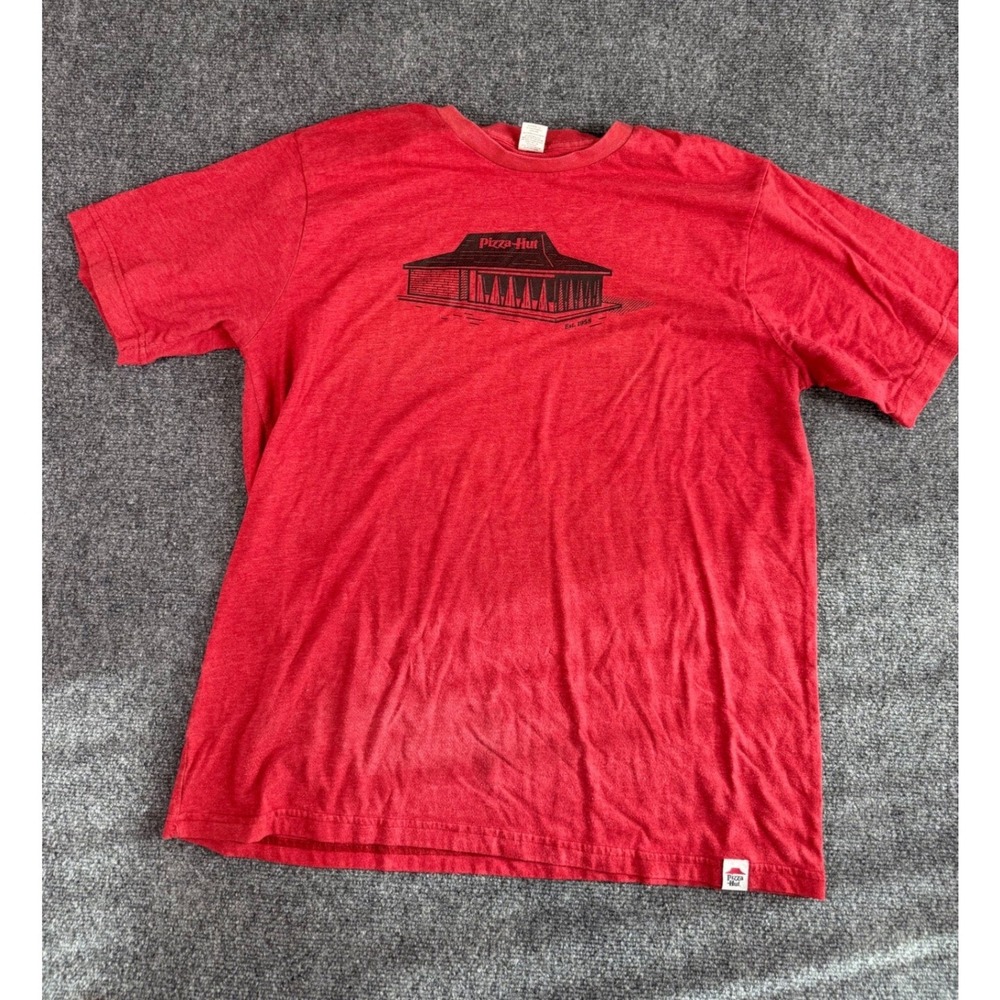 Vintage‎ Pizza Hut T Shirt Mens XL Red Graphic Print Short Sleeve Retro 90s Logo